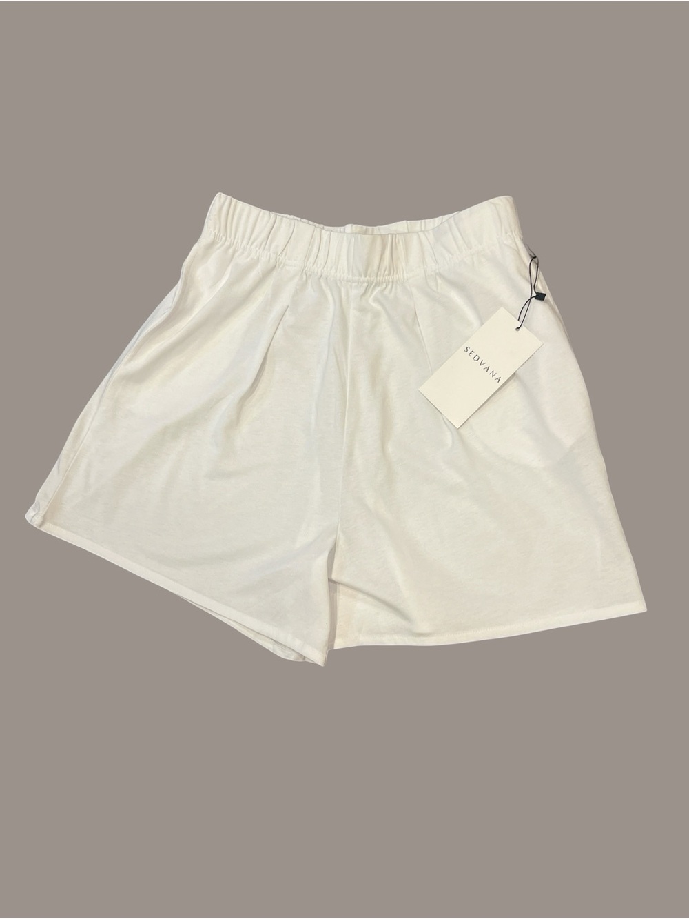 NWT Sedvana Swedish White Elastic Waist Lounge Shorts Cotton & Modal Comfy Relax